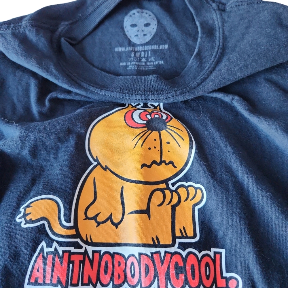 Ain't nobody cool Black Cropped Adult Short Sleeve Tee Shirt Raw Hem Small